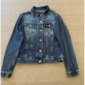 Sisley Blue Studded Denim Jean‎ Jacket Women XS